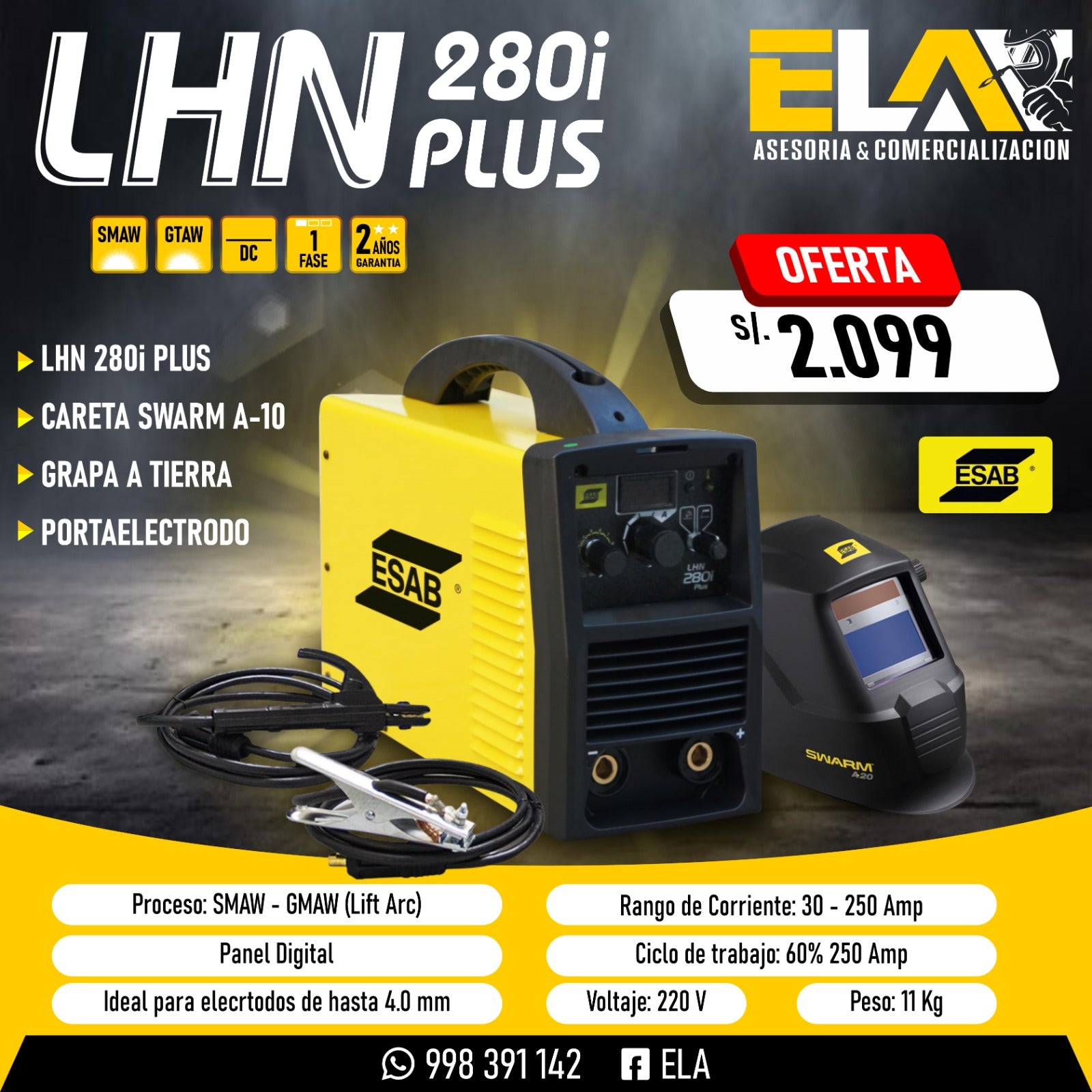 ESAB - LHN 280i Plus + Careta A10